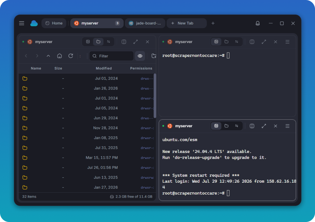 Split panes and SFTP